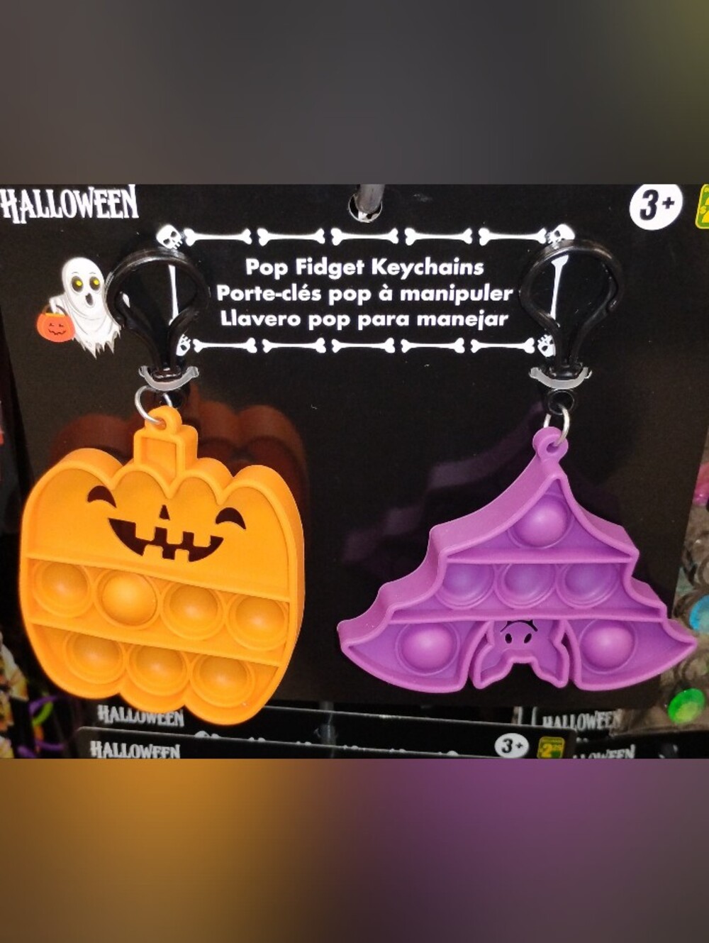 Kids Halloween-Themed Pop-it Fidget Keychain Set